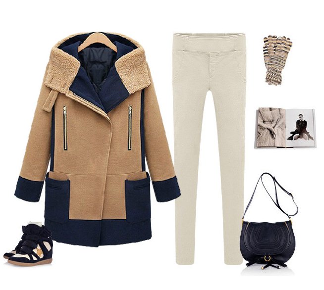 PreOrderคนอ้วน - เสื้อกันหนาวแฟชั่น ไซส์ใหญ่ คนอ้วน เสื้อโค้ทผ้าขนสัตว์ หนา สี : เทา / น้ำตาล