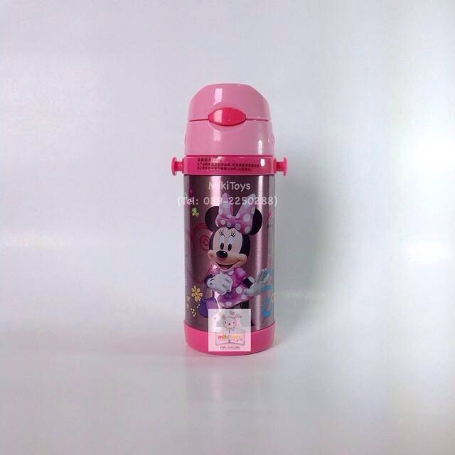 กระติกน้ำมินนี่เมาส์และเดซี่ดั๊ก Disney Minnie Mouse& Daisy Duck สีชมพู 350ml. รุ่นกดแล้วฝาเด้ง เก็บอุณหภูมิ