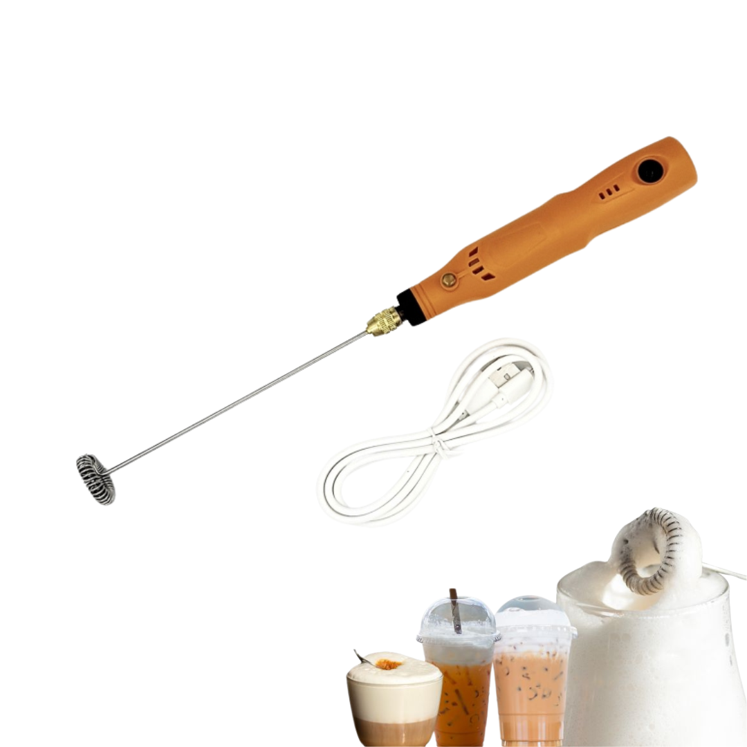 เครื่องตีฟองนม ระบบชาร์ตแบตเตอรี่ สาย USB 3.6V ด้ามส้ม รหัส 1235