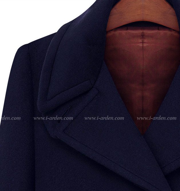 PreOrderคนอ้วน - เสื้อโค้ทกันหนาว ไซส์ใหญ่ เสื้อโค้ทขนสัตว์ตัวยาว ไม่หนา แต่งกระดุมหน้า สี : น้ำเงิน