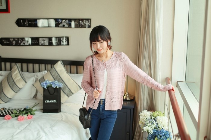 Pre Order - เสื้อกันหนาวแฟชั่นสไตล์เกาหลี ไหมพรมบาง สบาย ๆ : สีม่วง / สีครีม / สีดำ / สีส้ม / สีชมพู