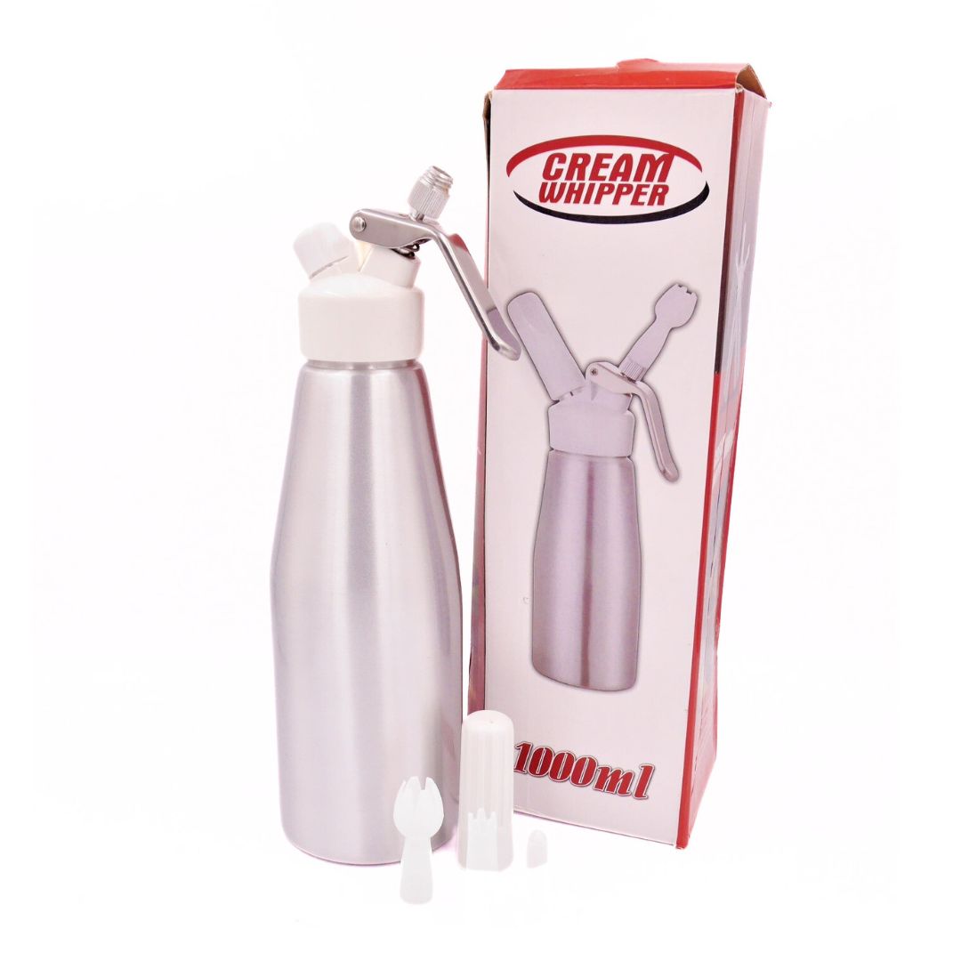 ขวดทำวิปครีม 1000 มล. หัวสีขาว PP ทรงเหลี่ยม CREAM WHIPPER รหัส 1224