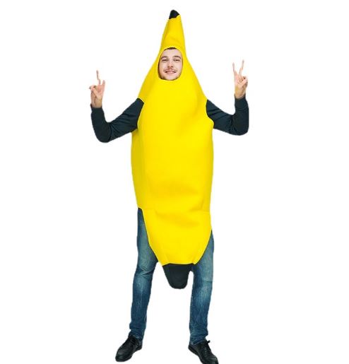 ชุดกล้วย ชุดแฟนซีกล้วย รุ่นผ้าฟองน้ำ สีเหลืองสวย ขนาดสำหรับผู้ใหญ่ ใส่ได้ทั้งผู้ชายและผู้หญิง ( เด็กโตใส่ได้) คอสเพลกล้วย
