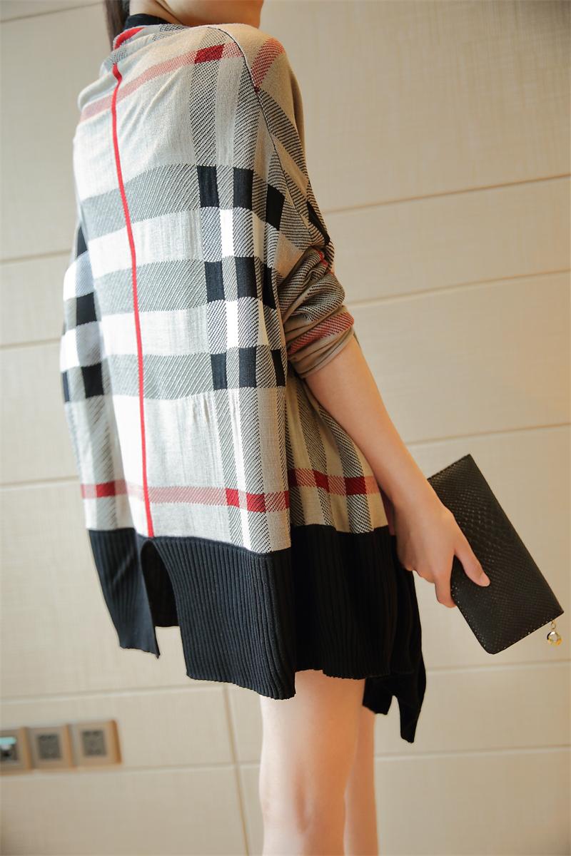 Pre Order - เสื้อคลุมกันหนาวแฟชั่นเกาหลี เวตเตอร์ถัก ลายหมากรุก