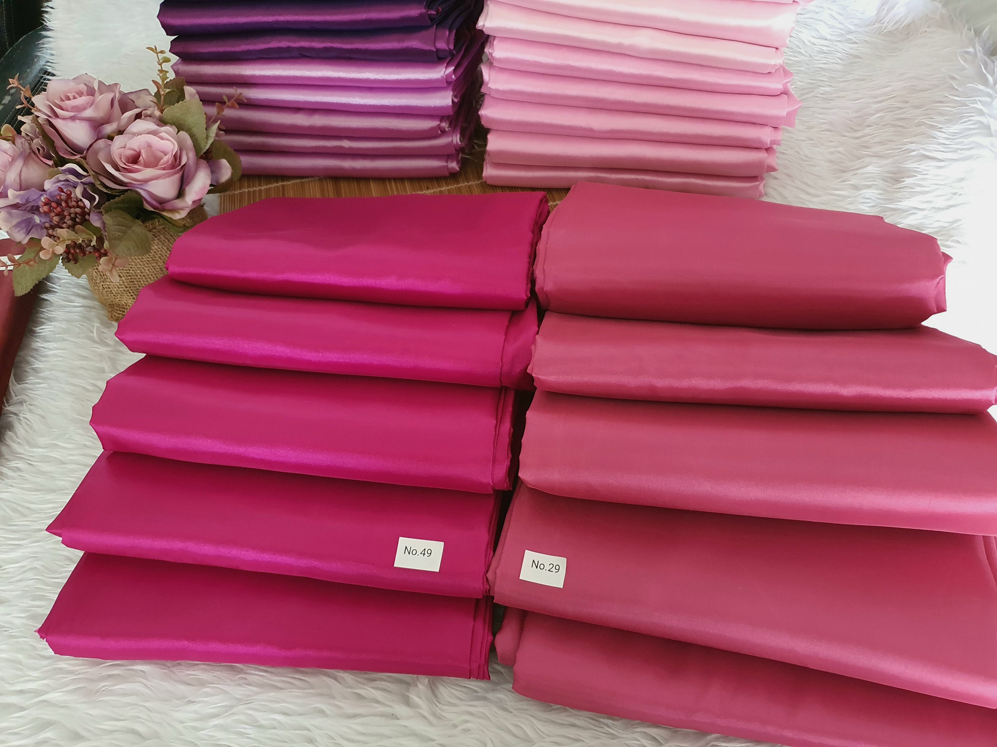 ผ้าไหมสังเคราะห์ทอเครื่องสีพื้น Plain Synthetic Silk