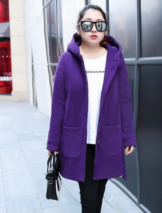 PreOrderคนอ้วน - เสื้อกันหนาว ผ้าฝ้ายโพลิเอสเตอร์ บุหนังสัตว์ สี : ไวน์แดง / ดำ / เหลือง / ม่วง