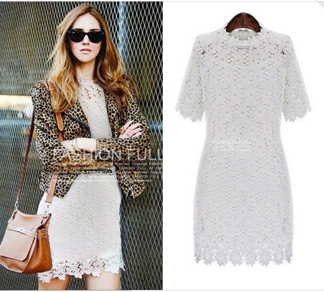 ##พร้อมส่ง## - เดรส แฟชั่นคนอ้วน ไซส์ใหญ่ ผ้าลูกไม้ทั้งชุด มีซับใน ซิบหลัง หรู ๆ ใส่ได้ทุกงาน สี : ขาว