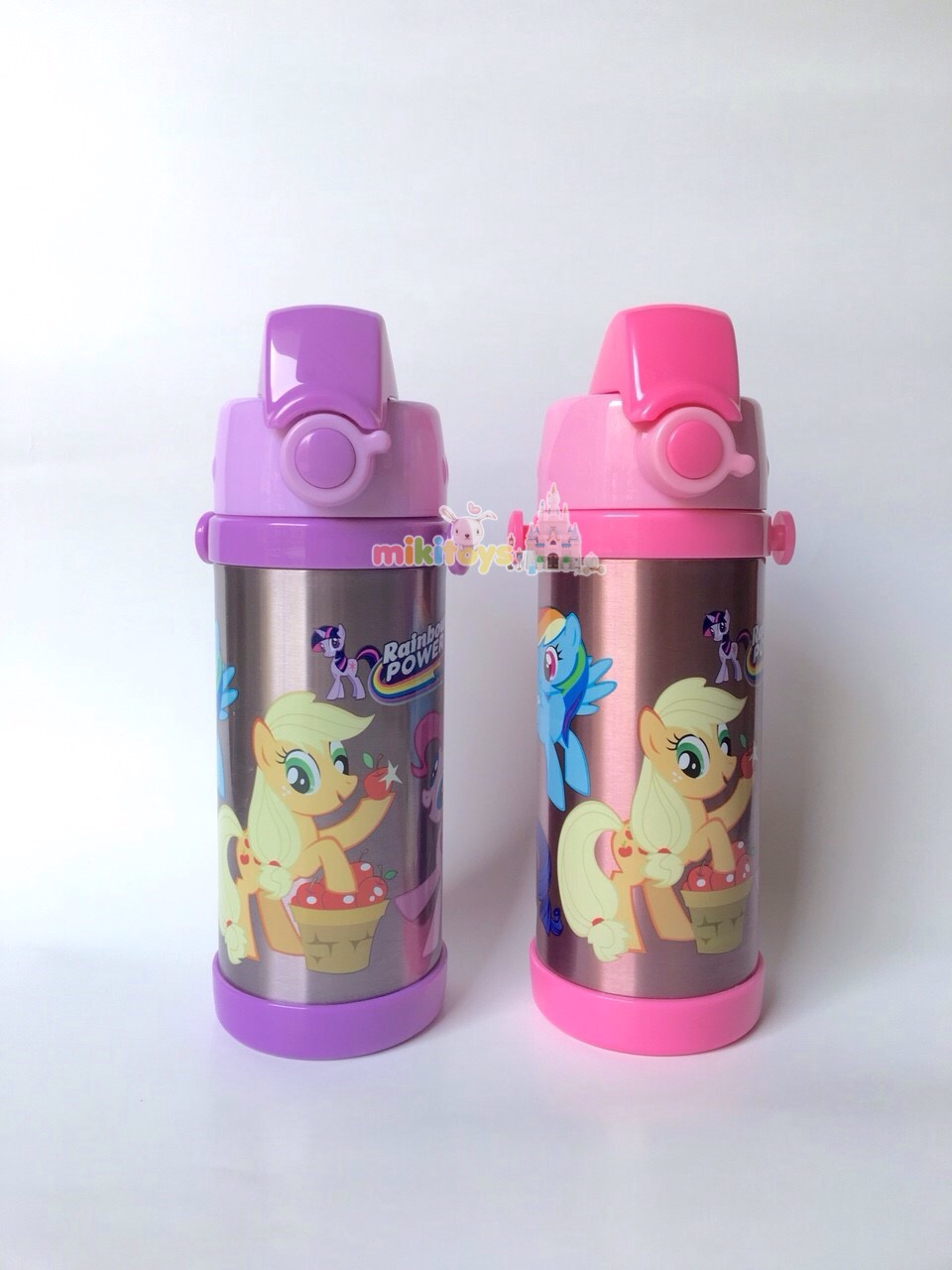กระติกน้ำ มาย ลิตเติ้ลโพนี่ My little Pony~PINK (Rainbow Power)สีชมพู ขนาด350ml. รุ่นกดแล้วฝาเด้ง พร้อมตัวล็อค2ชั้น