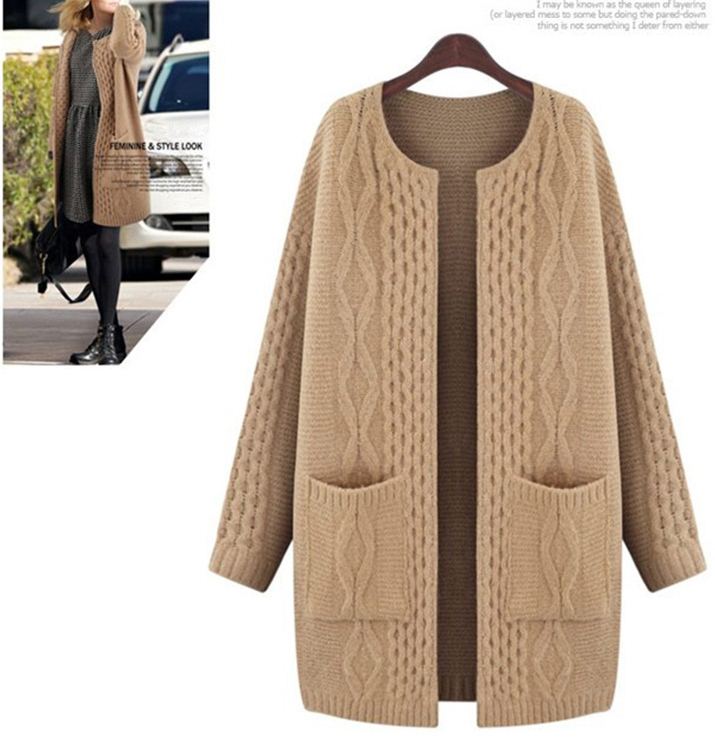 PreOrderไซส์ใหญ่ - เสื้อกันหนาว-คาร์ดิแกน ไซส์ใหญ่ คนอ้วน ไหมพรม สี : น้ำตาล / น้ำเงิน