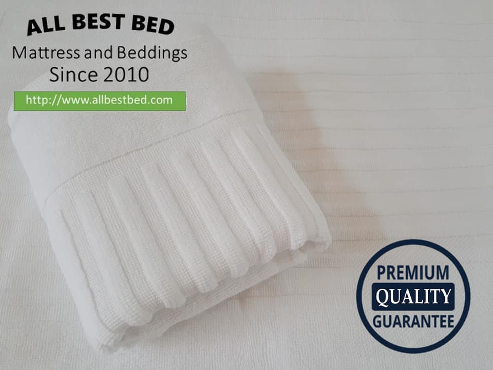 ผ้าขนหนูโรงแรม ขนคู่ สีขาว Pure Cotton100% เกรด A ทอขอบในตัว