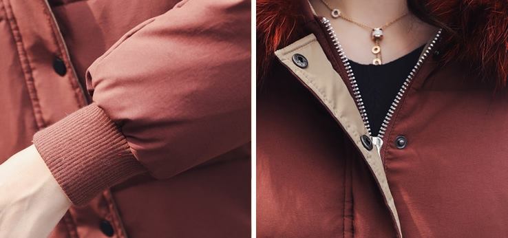 LD010 - เสื้อกันหนาว - เสื้อตัวยาว บุนุ่น หนา มีHoodเฟอร์ สี : เบจ / ดำ / แดง / อิฐ (เฟอร์จะสีต่างกันออกไป ตามรูปนะคะ)