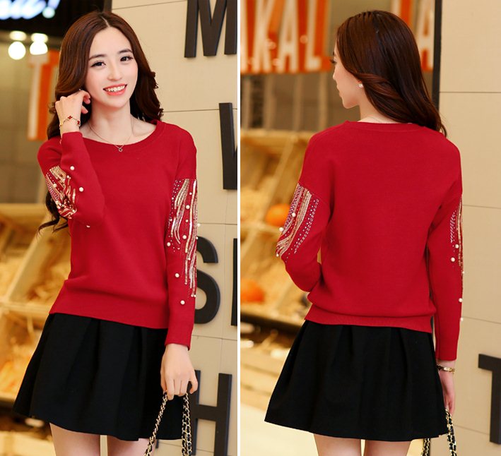 PreOrderคนอ้วน - เซตคู่กันหนาวแฟชั่น ไซส์ใหญ่ คนอ้วน เสื้อยืดไหมพรมบางแต่งลายช่วงแขน+กระโปรงจีบ สี : เสื้อดำ+กระโปรงดำ / เสื้อแดง + กระโปรงดำ / เสื้อเทา+กระโปรงดำ