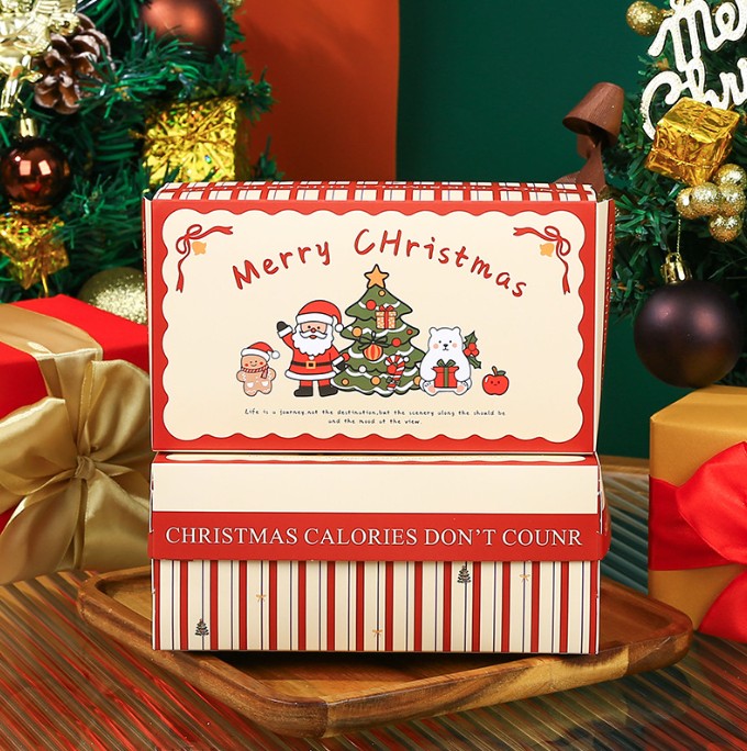 กล่องใส่ขนม-อาหาร Christmas ขนาด 17.5x10x7.5 cm. แพ็ค 20 ชิ้น