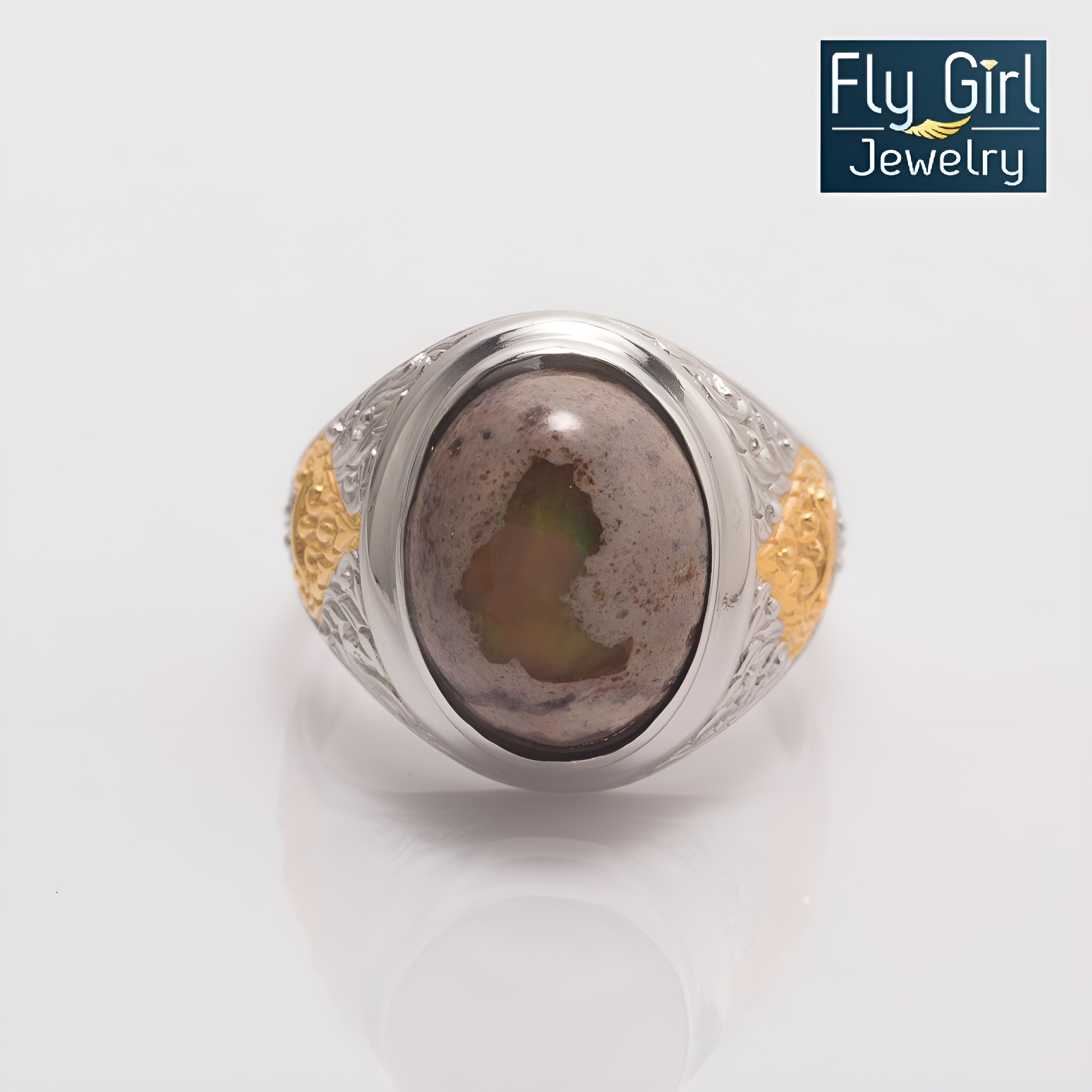 แหวนราหู พลอย Mexicn opal