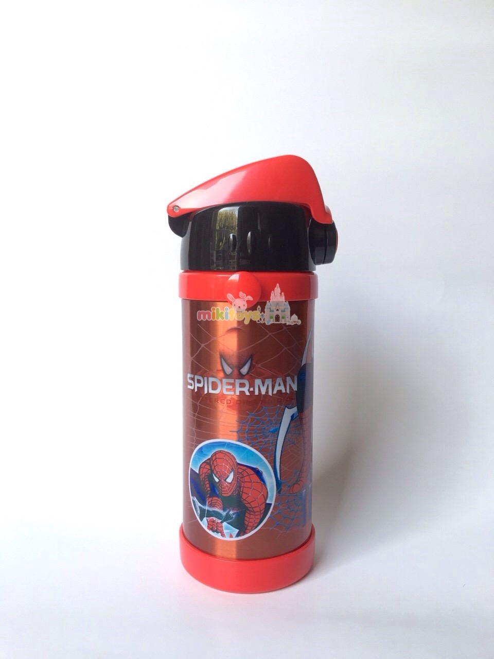 กระติกน้ำ สไปเดอร์แมน Spiderman สีแดง ขนาด350ml. รุ่นกดแล้วฝาเด้ง พร้อมตัวล็อค2ชั้น เก็บอุณหภูมิ