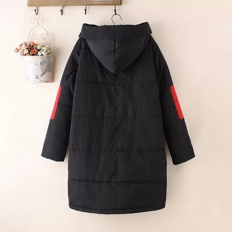 PreOrderคนอ้วน - เสื้อกันหนาว ผ้าฝ้ายโพลิเอสเตอร์ บุนวม สีดำแดง