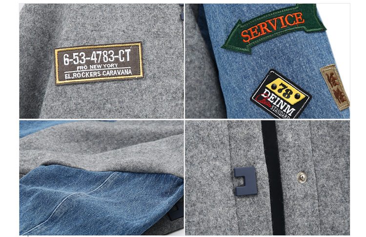 PreOrderคนอ้วน - เสื้อกันหนาว ผ้าวอม+ผ้ายีนส์ มีซับใน สีเทา