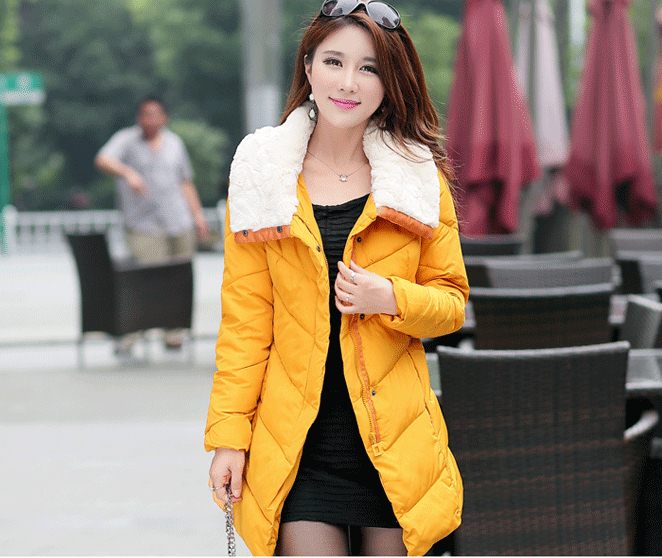 PreOrder - เสื้อกันหนาวแฟชั่นเกาหลี ไซส์ใหญ่ ไซส์เล็ก เป็นแจ๊คเก็ตตัวยาว คอปกใหญ่ สี : แดง / เขียว / ดำ / เหลือง