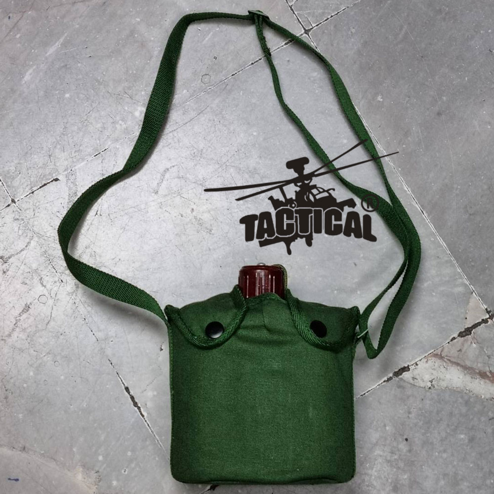 กระติกน้ำทหารอลูมิเนียม ทรงเหลี่ยม พร้อมปลอก