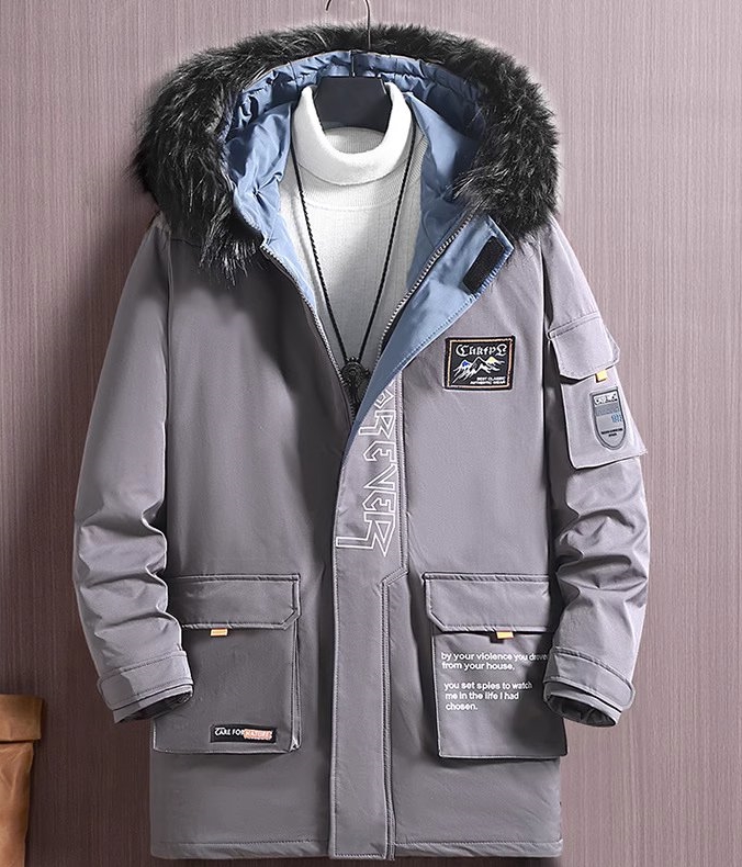 M2324-0020 เสื้อกันหนาวผู้ชายไซส์ใหญ่ Hoodถอดได้ ด้านในบุกำมะหยี่ด้วยจ้า