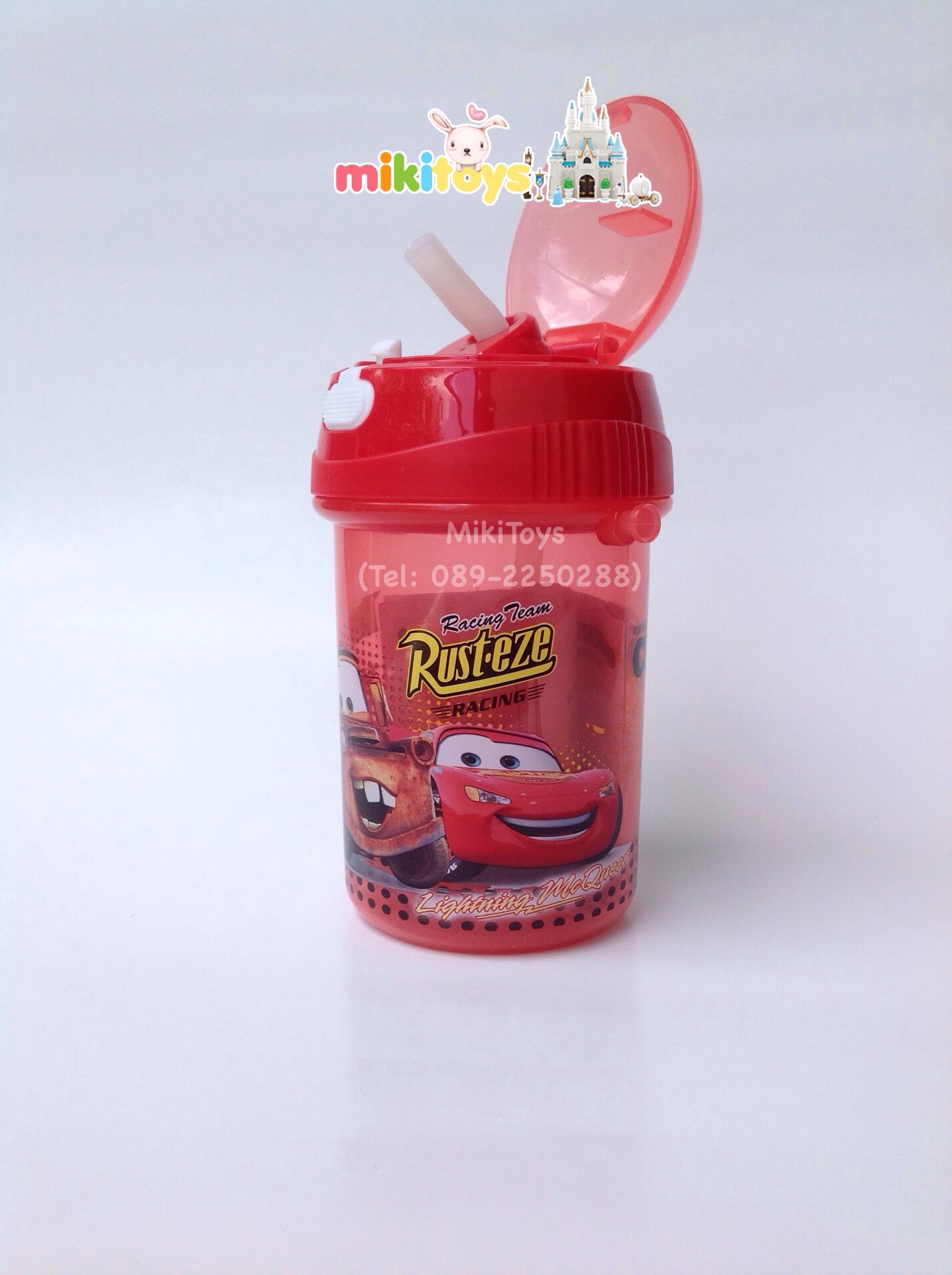 กระติกน้ำ คาร์ แมคควีน CarsMcQueen สีแดงล่างขุ่น350ml.#Racing team Rust~eze(ฟรีค่าจัดส่ง)