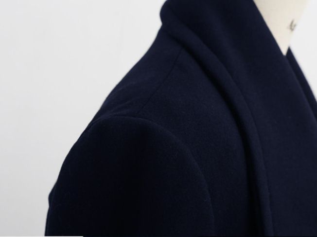 PreOrderเสื้อผ้าคนอ้วน - เสื้อโค้ทกันหนาวไซส์ใหญ่ ผ้าวูลขนสัตว์ สีน้ำเงิน