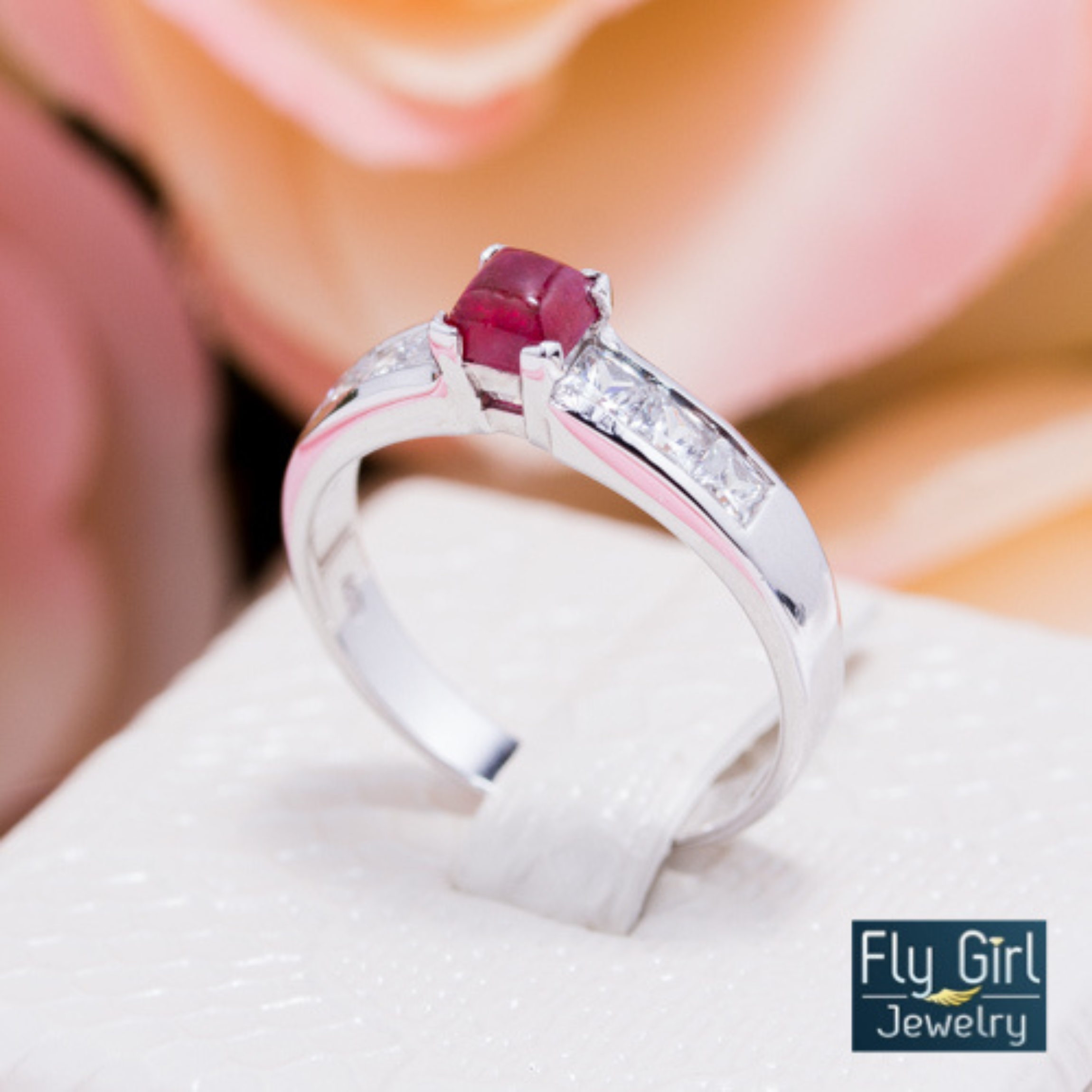 แหวนเงินแท้ พลอยทับทิมแท้(ราศีกรกฎ)