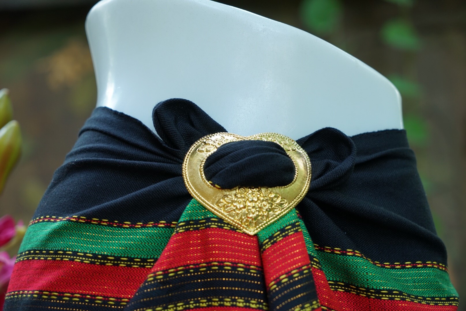 หัวรัดซิ่น โลหะตอกลาย สีทอง Aluminum Buckle Engraved Gold color