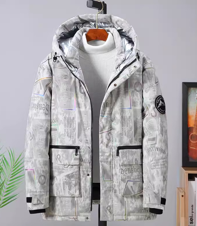 M2324-0002 เสื้อกันหนาวผู้ชาย บุนวม ลายสวยจ้า