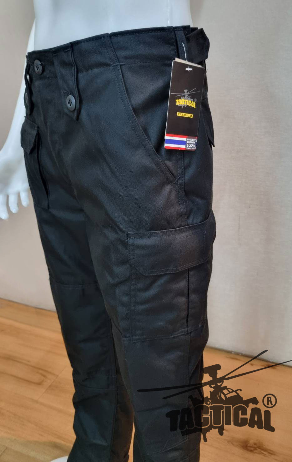 กางเกงเดี่ยว ACU(2) ดำ ผ้าหนานุ่ม (มีตีนตุ๊กแกปลายขา)