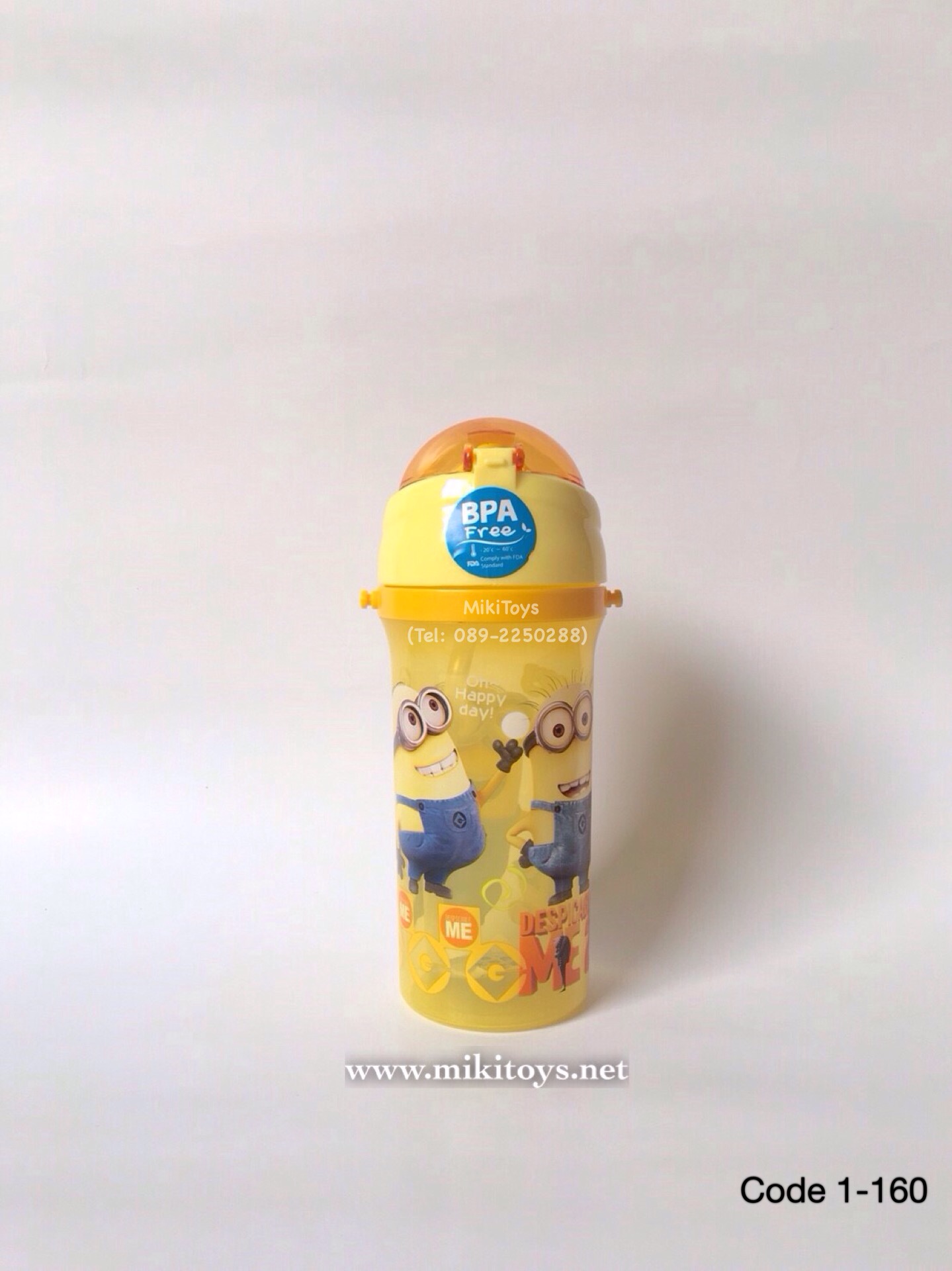 กระติกน้ำมินเนี่ยน Minions ฝาเด้ง สีเหลืองBPA Free*