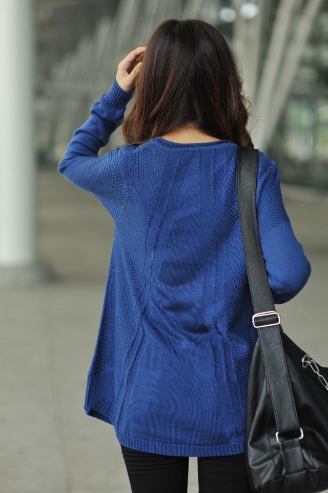 Pre Order - เสื้อกันหนาวแฟชั่นสไตล์เกาหลี เสื้อไหมพรมคลุมยาว : สีส้ม / สีครีม(เบจ) / สีชมพู / สีน้ำเงิน / สีดำ