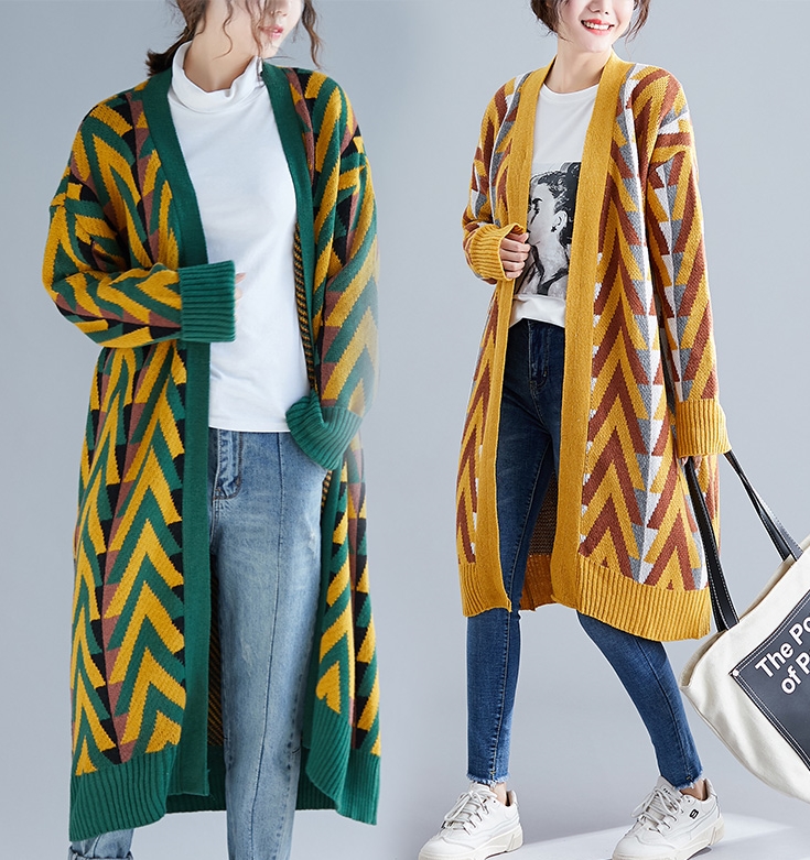 CO-006 ไหมพรมยาว ลายสวย ๆ สีเขียว / เหลือง