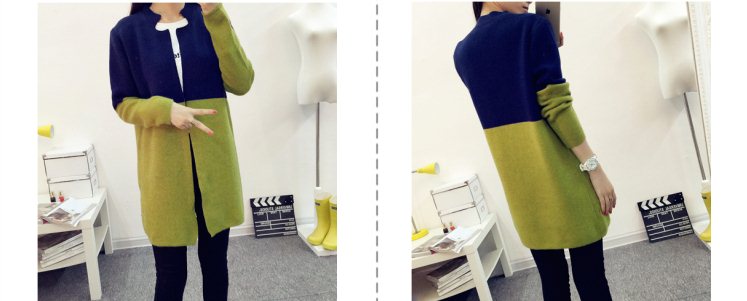 PreOrderคนอ้วน - เสื้อคลุมกันหนาวแฟชั่น ไซส์ใหญ่ คนอ้วน เสื้อไหมพรมไม่หนา ผ้าสองสี ตัวยาว สี : เทาน้ำเงิน / น้ำเงินเขียว