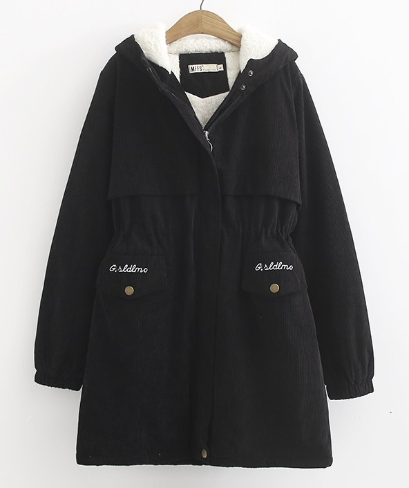 Pre190002 - PreOrder - เสื้อกันหนาว ผ้าลูกฟูก บุขนด้านใน สี น้ำเงิน / น้ำตาล / ดำ