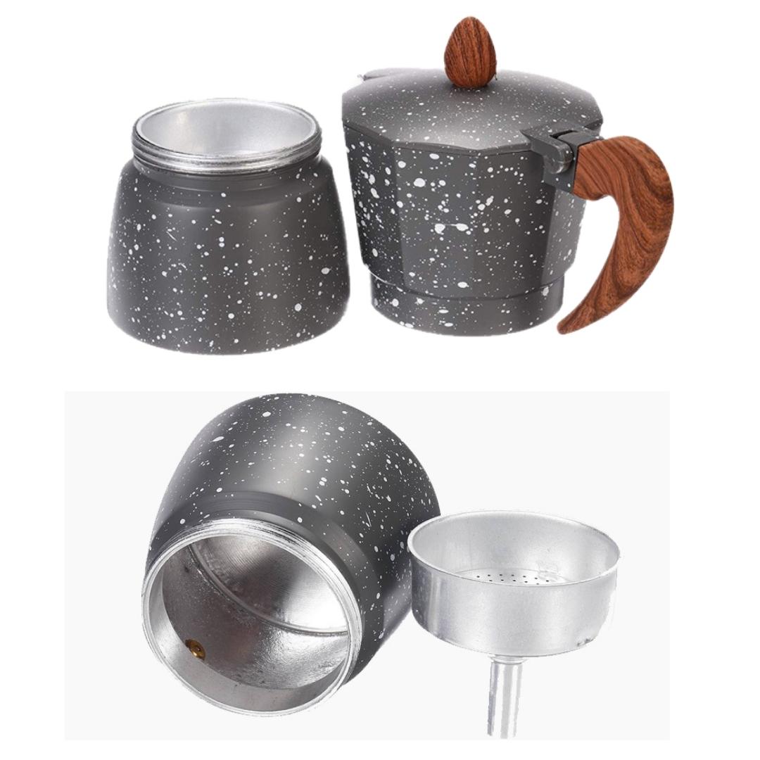 มอคค่าพอท กาต้มกาแฟ อลูมีเนียม ขนาด 3 คัพ 150 ml สีหินอ่อน Moka Pot 3 Cup รหัส 1840