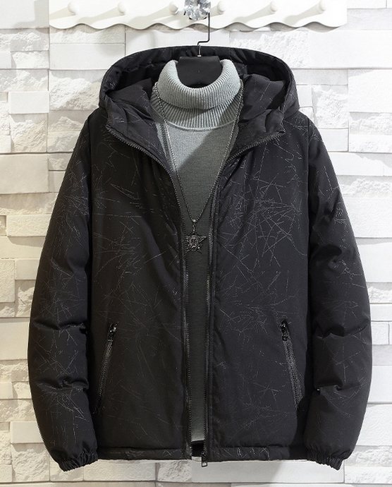 COM-001 เสื้อกันหนาวผู้ชาย บุนุ่น มีHoodถอดไม่ได้ สีเงิน / ดำ / ดำลายเส้น / ดำลายตัวอักษร