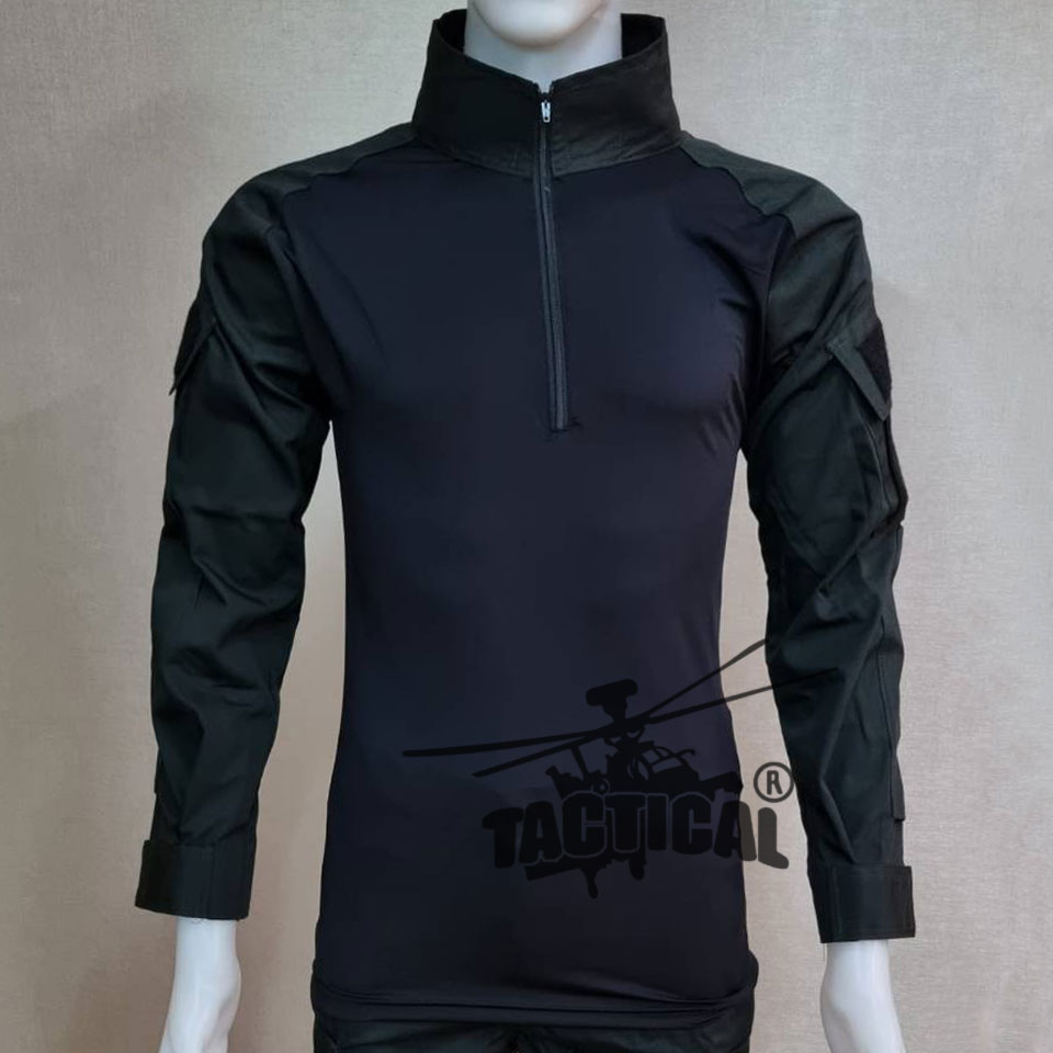 เสื้อ Combat Shirt เขียวเข้ม กลางดำ