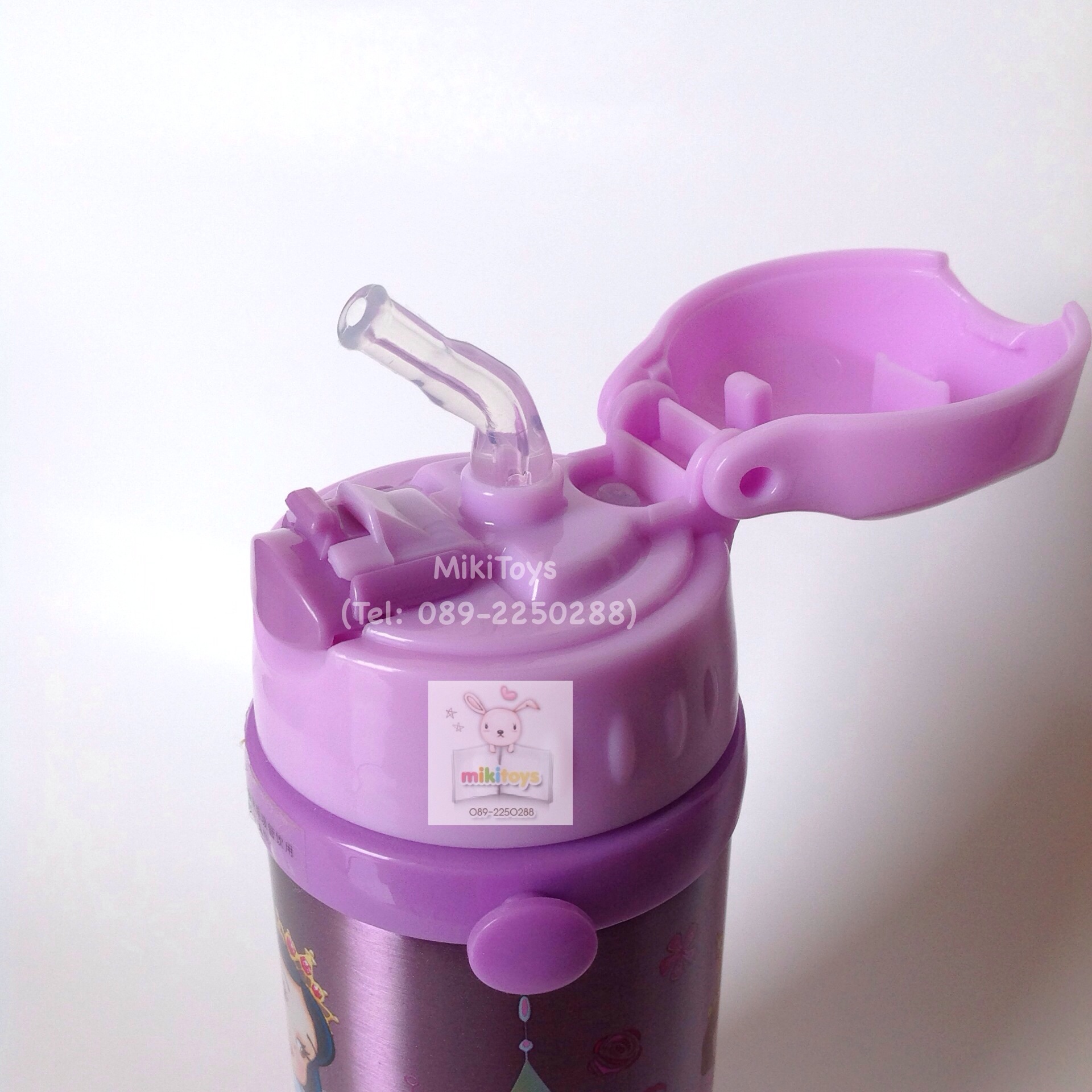 กระติกน้ำเจ้าหญิงสโนไวท์และเบลล์ Disney Princess Snow White&Belle สีม่วง 350ml. รุ่นกดแล้วฝาเด้ง เก็บอุณหภูมิ