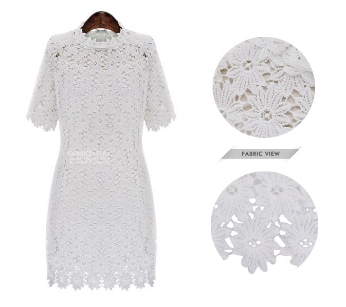 ##พร้อมส่ง## - เดรส แฟชั่นคนอ้วน ไซส์ใหญ่ ผ้าลูกไม้ทั้งชุด มีซับใน ซิบหลัง หรู ๆ ใส่ได้ทุกงาน สี : ขาว