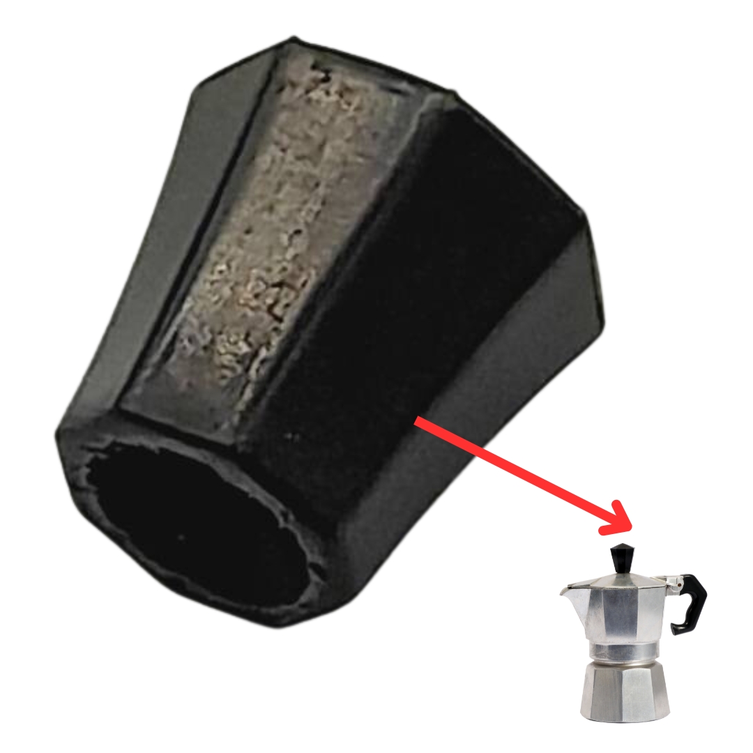 อะไหล่ที่จับจุกดำสำหรับเปิดฝาหม้อกาแฟพร้อมน็อต มอคค่าพอท ขนาด 3 คัพ รหัส 2684