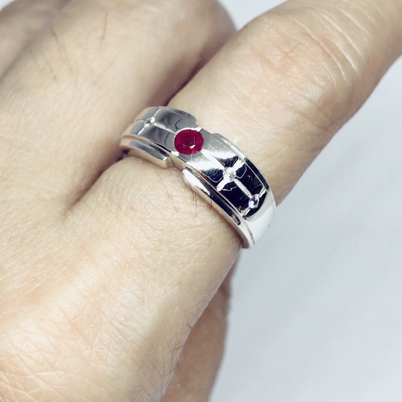 แหวนเงินแท้ พลอยทับทิมแท้(ราศีกรกฎ)