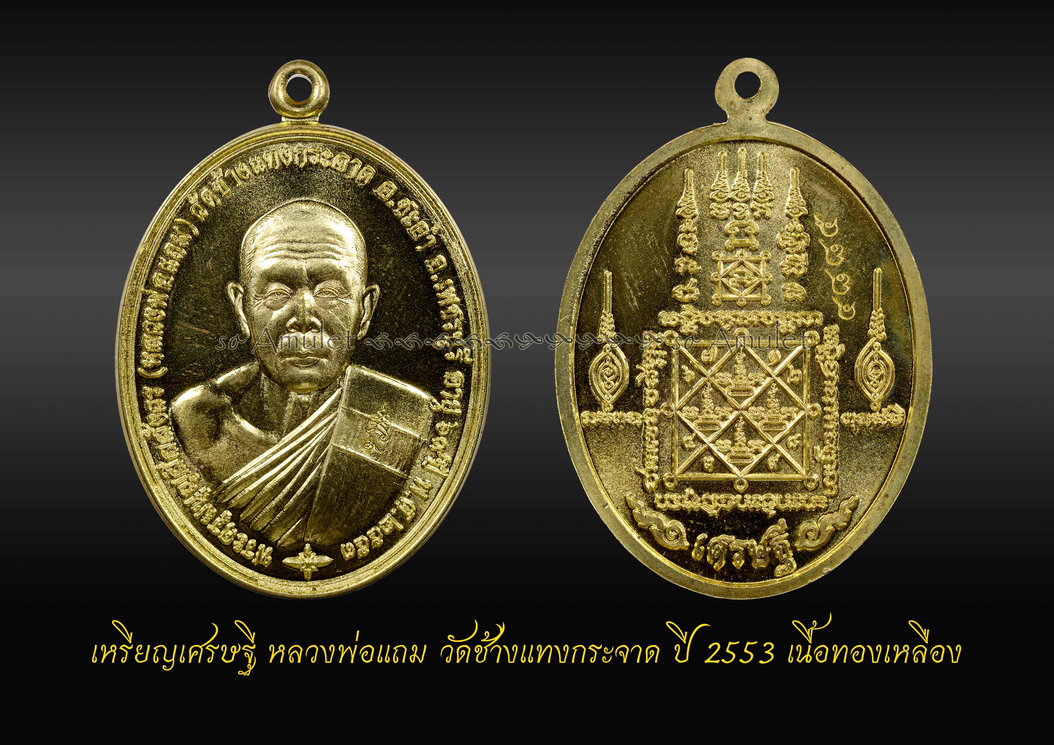 เหรียญเศรษฐี หลวงพ่อแถม วัดช้างแทงกระจาด ปี 2553 เนื้อทองเหลือง