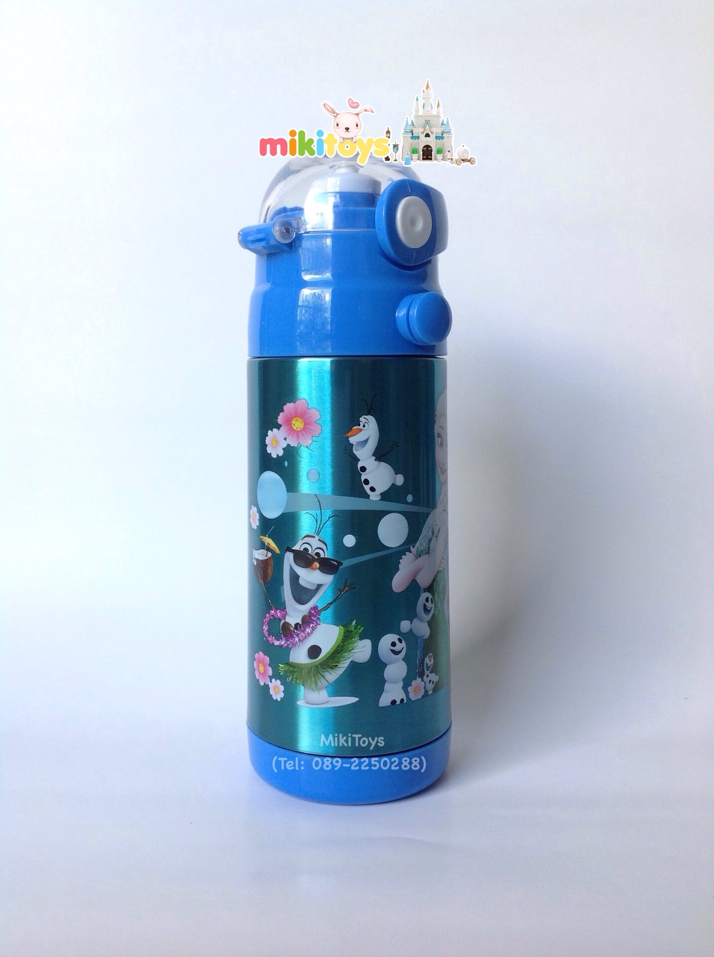 กระติกน้ำรุ่นเก็บอุณหภูมิ FROZEN Fever (โฟรเซน ฟีเวอร์) สีฟ้า ลายใหม่น่ารักมากๆๆ สามารถเก็บอุณหภูมิได้ทั้ง ร้อน และ เย็น