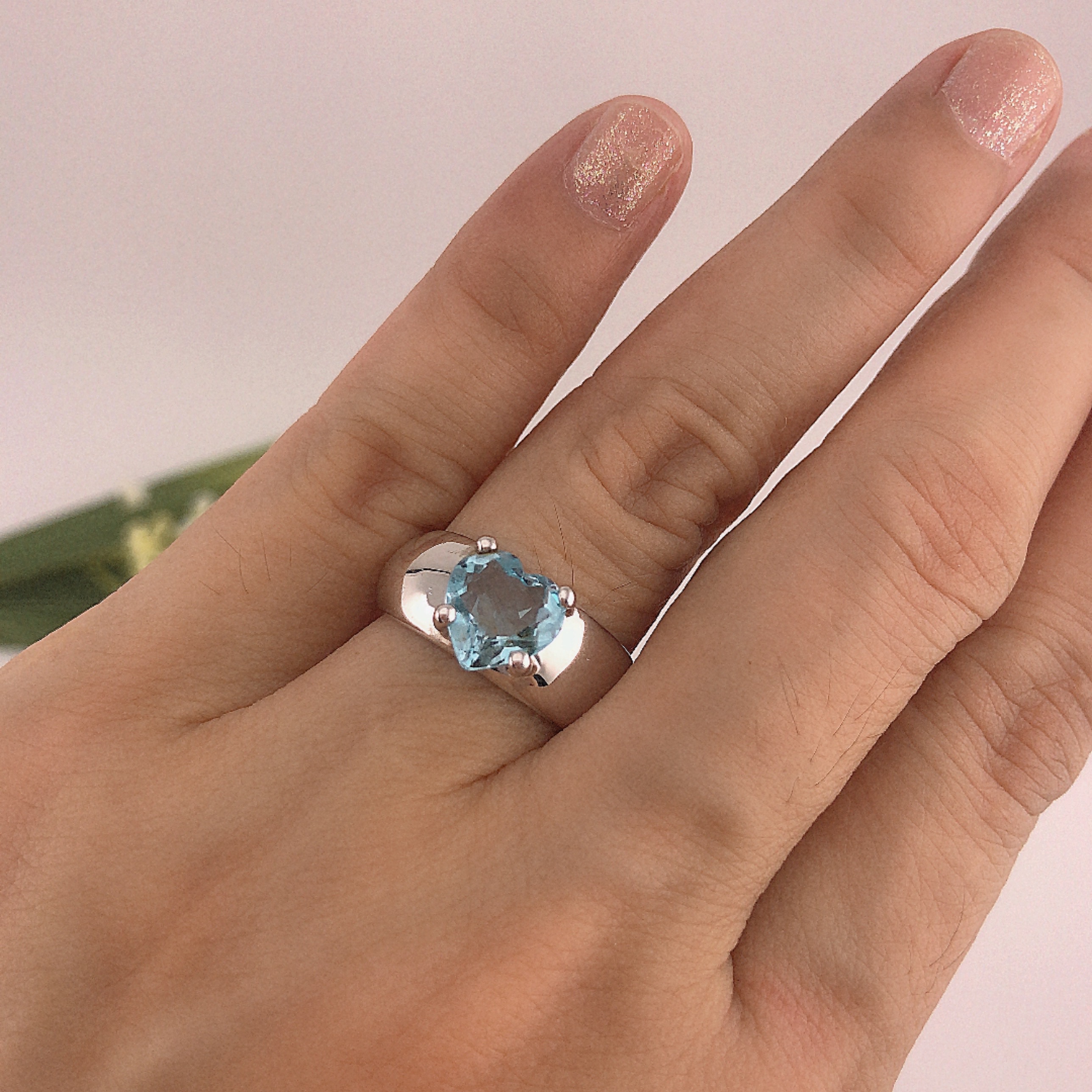 แหวนเงินแท้ พลอยบลูโทแพสแท้(ราศีธนู)