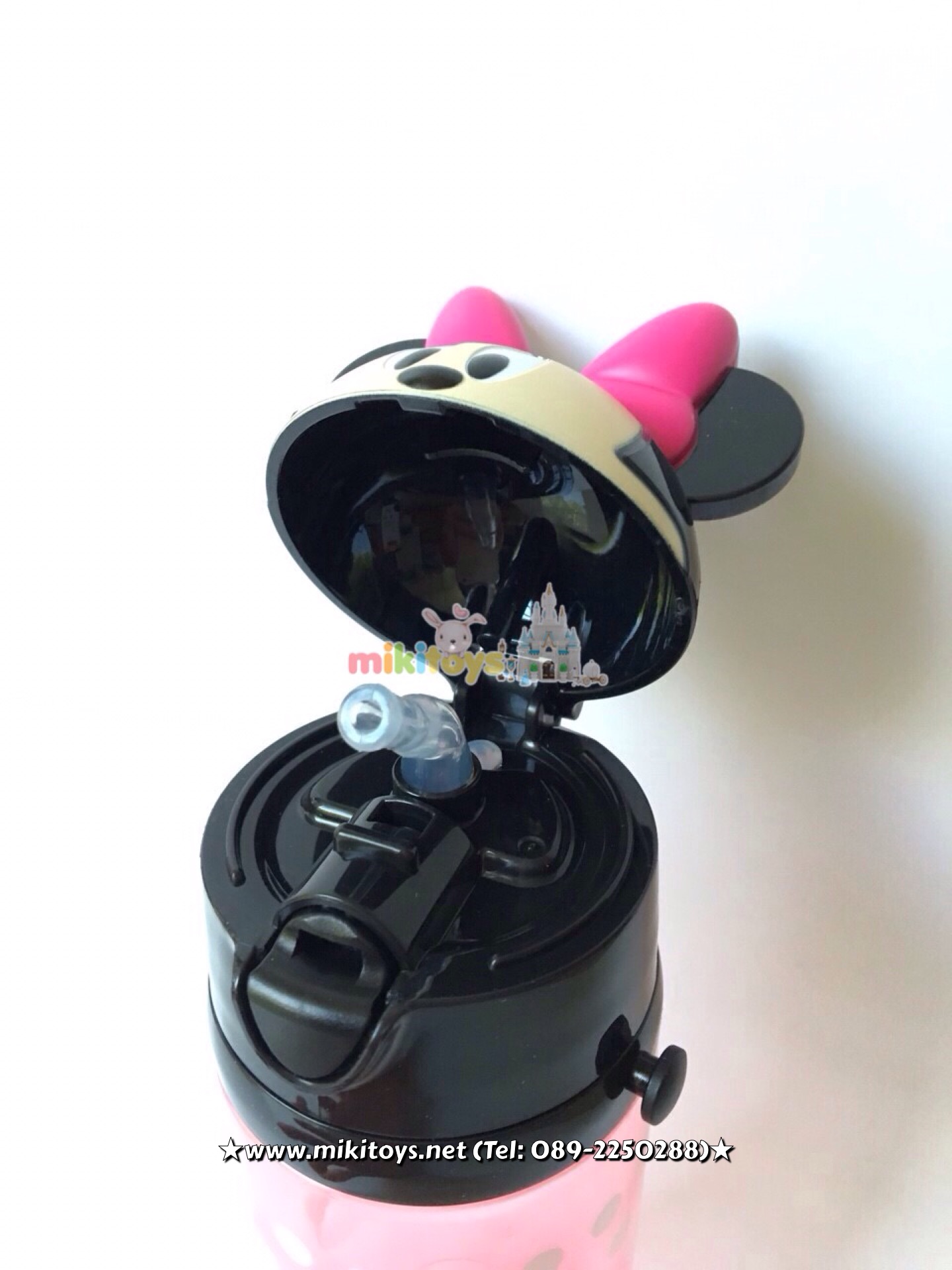 3D ~ กระติกน้ำสำหรับเด็ก Minnie Mouse 3D มินนี่เมาส์ โบว์ใหญ่บิ๊กเบิ้ม น่ารักมว๊ากๆๆกดปุ่มฝาเด้ง หลอดซิลิโคนในตัว