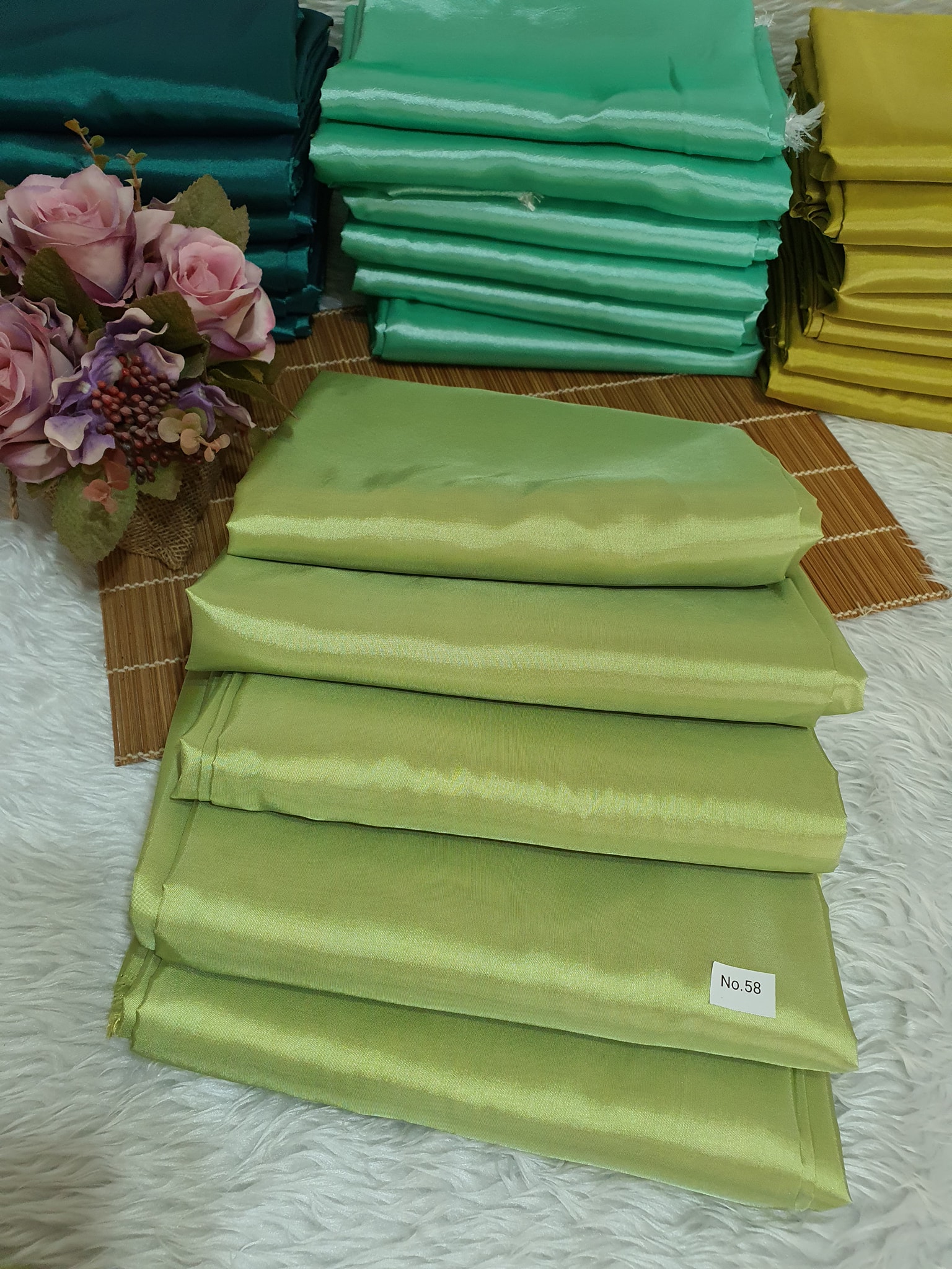 ผ้าไหมสังเคราะห์ทอเครื่องสีพื้น Plain Synthetic Silk