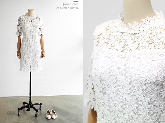 ##พร้อมส่ง## - เดรส แฟชั่นคนอ้วน ไซส์ใหญ่ ผ้าลูกไม้ทั้งชุด มีซับใน ซิบหลัง หรู ๆ ใส่ได้ทุกงาน สี : ขาว