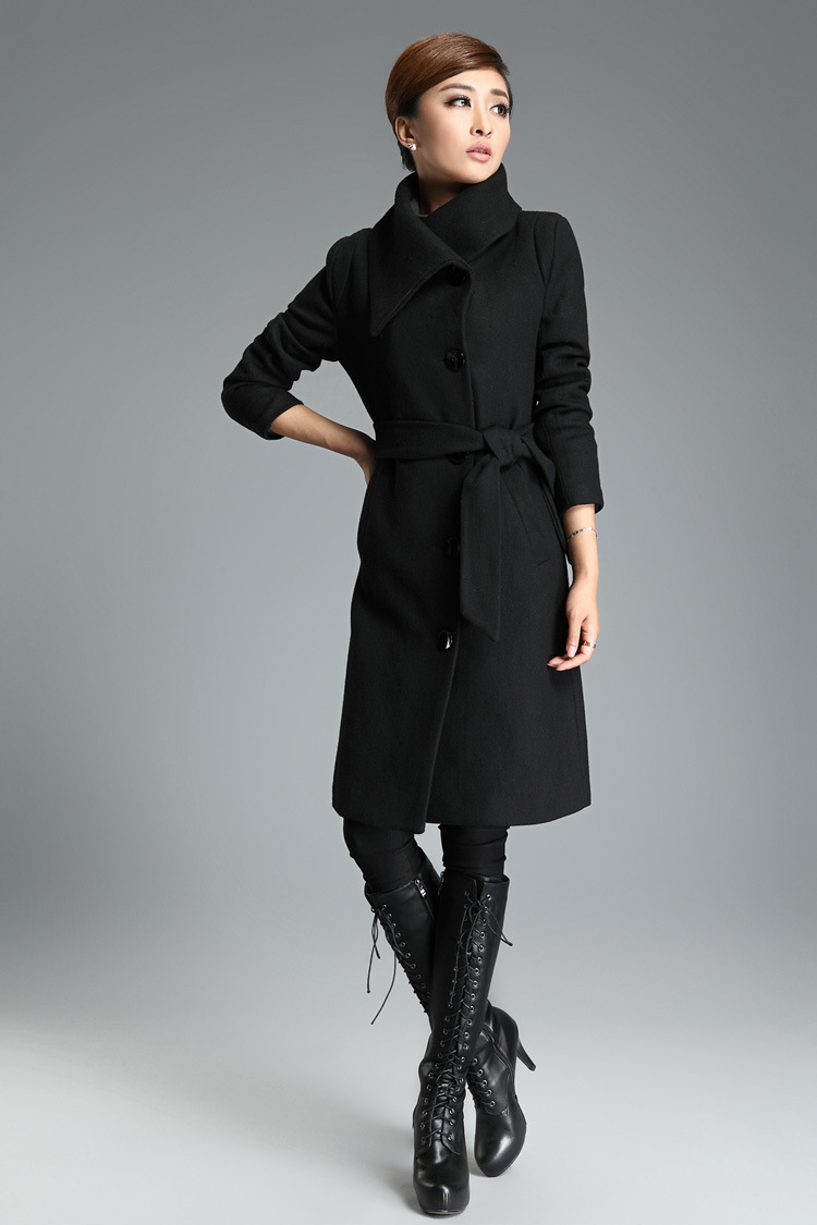 PreOrderคนอ้วน - เสื้อโค้ทกันหนาวแฟชั่นไซส์ใหญ่ โค้ทขนสัตว์ ตัวยาว สี : ดำ / เทา