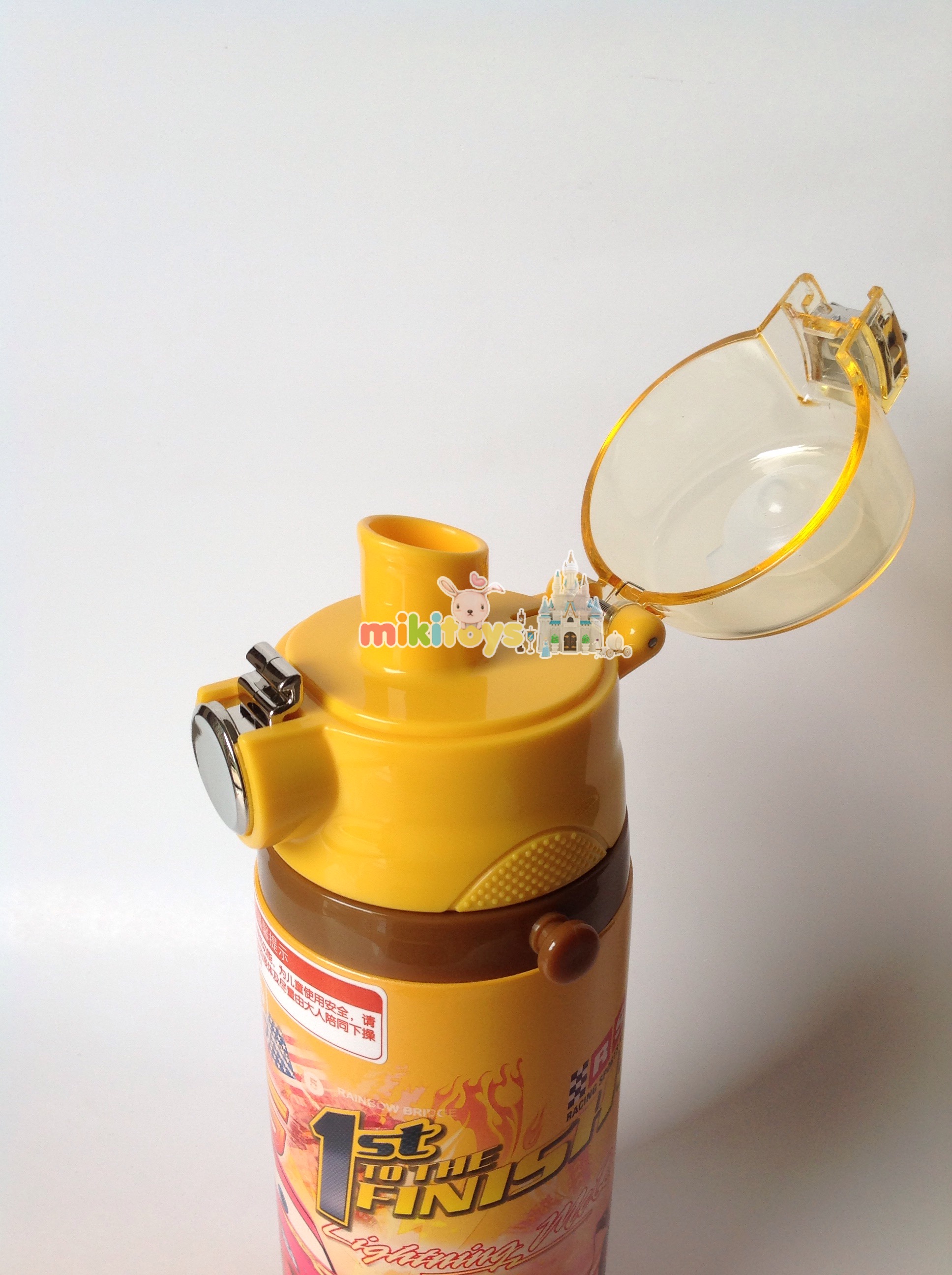 กระติกน้ำเก็บความเย็น รุ่นยกดื่ม คาร์ แมคควีน สีเหลือง Disney YELLOW Cars McQueen (1st to the finish) ระบบตัวล็อค2ชั้น